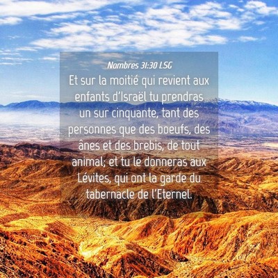 Picture 04 - Nombres 31:30 LSG - Et sur la moitié qui revient aux enfants - Bible Verse Picture