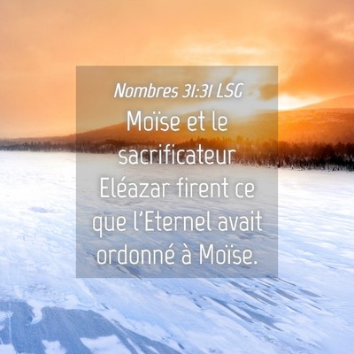 Picture 04 - Nombres 31:31 LSG - Moïse et le sacrificateur Eléazar firent ce que - Bible Verse Picture