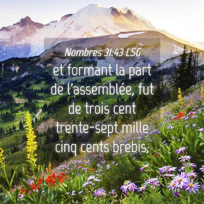 Picture 04 - Nombres 31:43 LSG - et formant la part de l'assemblée, fut de trois - Bible Verse Picture