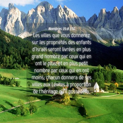 Picture 04 - Nombres 35:8 LSG - Les villes que vous donnerez sur les propriétés - Bible Verse Picture
