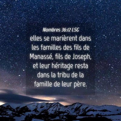 Picture 04 - Nombres 36:12 LSG - elles se marièrent dans les familles des fils de - Bible Verse Picture