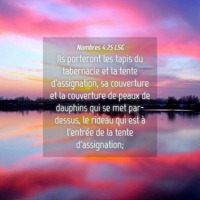 Picture 04 - Nombres 4:25 LSG - Ils porteront les tapis du tabernacle et la tente - Bible Verse Picture