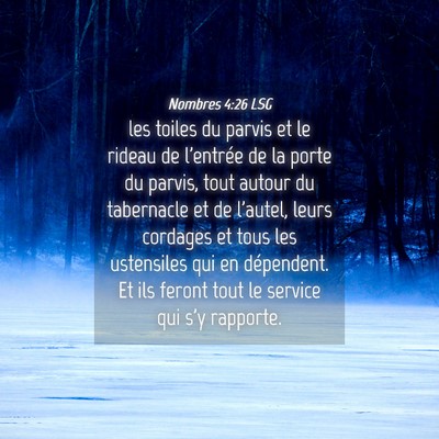 Picture 04 - Nombres 4:26 LSG - les toiles du parvis et le rideau de l'entrée de - Bible Verse Picture