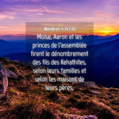 Picture 04 - Nombres 4:34 LSG - Moïse, Aaron et les princes de l'assemblée - Bible Verse Picture