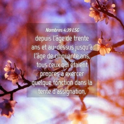 Picture 04 - Nombres 4:39 LSG - depuis l'âge de trente ans et au-dessus jusqu'à - Bible Verse Picture