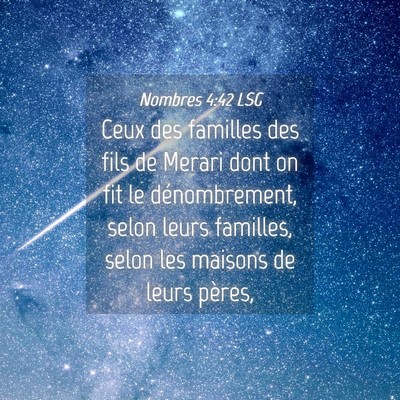 Picture 04 - Nombres 4:42 LSG - Ceux des familles des fils de Merari dont on fit - Bible Verse Picture