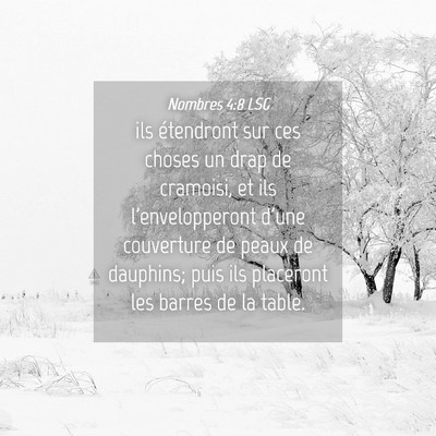 Picture 04 - Nombres 4:8 LSG - ils étendront sur ces choses un drap de - Bible Verse Picture