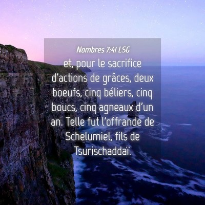 Picture 04 - Nombres 7:41 LSG - et, pour le sacrifice d'actions de grâces, deux - Bible Verse Picture