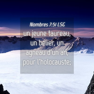 Picture 04 - Nombres 7:51 LSG - un jeune taureau, un bélier, un agneau d'un an, - Bible Verse Picture