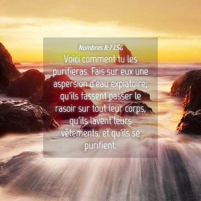 Picture 04 - Nombres 8:7 LSG - Voici comment tu les purifieras. Fais sur eux une - Bible Verse Picture