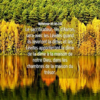 Picture 04 - Néhémie 10:38 LSG - Le sacrificateur, fils d'Aaron, sera avec les - Bible Verse Picture
