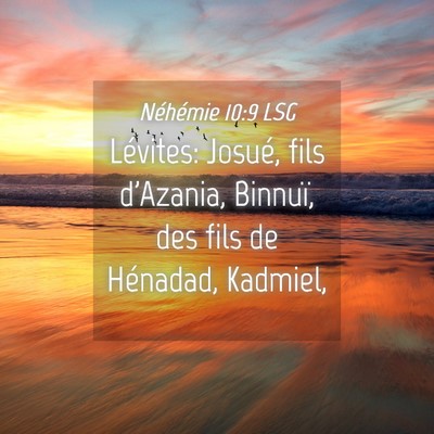 Picture 04 - Néhémie 10:9 LSG - Lévites: Josué, fils d'Azania, Binnuï, des - Bible Verse Picture