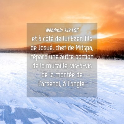 Picture 04 - Néhémie 3:19 LSG - et à côté de lui Ezer, fils de Josué, chef de - Bible Verse Picture