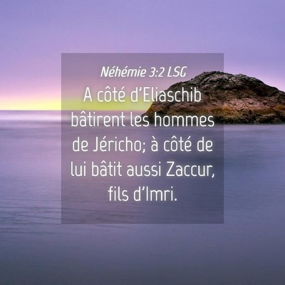 Picture 04 - Néhémie 3:2 LSG - A côté d'Eliaschib bâtirent les hommes de - Bible Verse Picture