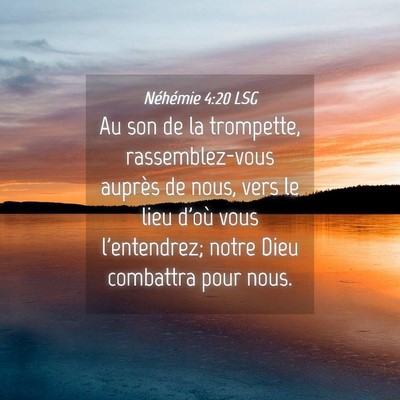 Picture 04 - Néhémie 4:20 LSG - Au son de la trompette, rassemblez-vous auprès - Bible Verse Picture