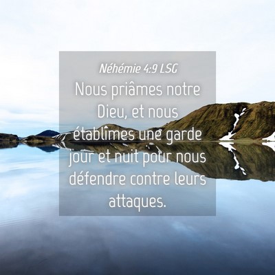 Picture 04 - Néhémie 4:9 LSG - Nous priâmes notre Dieu, et nous établîmes une - Bible Verse Picture