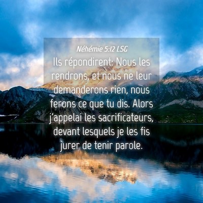 Picture 04 - Néhémie 5:12 LSG - Ils répondirent: Nous les rendrons, et nous ne - Bible Verse Picture
