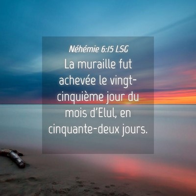 Picture 04 - Néhémie 6:15 LSG - La muraille fut achevée le vingt-cinquième jour - Bible Verse Picture