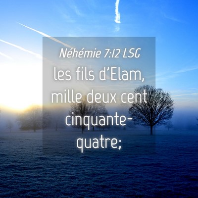 Picture 04 - Néhémie 7:12 LSG - les fils d'Elam, mille deux cent - Bible Verse Picture