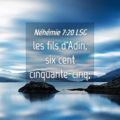 Picture 04 - Néhémie 7:20 LSG - les fils d'Adin, six cent - Bible Verse Picture