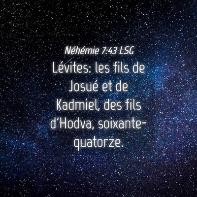 Picture 04 - Néhémie 7:43 LSG - Lévites: les fils de Josué et de Kadmiel, des - Bible Verse Picture