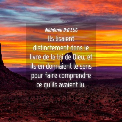 Picture 04 - Néhémie 8:8 LSG - Ils lisaient distinctement dans le livre de la - Bible Verse Picture