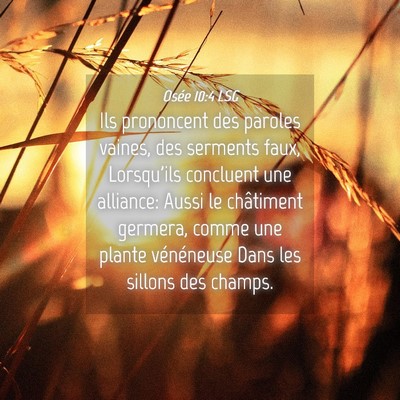 Picture 04 - Osée 10:4 LSG - Ils prononcent des paroles vaines, des serments - Bible Verse Picture