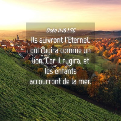 Picture 04 - Osée 11:10 LSG - Ils suivront l'Eternel, qui rugira comme un lion, - Bible Verse Picture