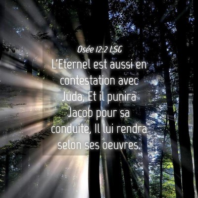 Picture 04 - Osée 12:2 LSG - L'Eternel est aussi en contestation avec Juda, Et - Bible Verse Picture