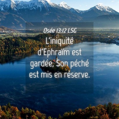 Picture 04 - Osée 13:12 LSG - L'iniquité d'Ephraïm est gardée, Son péché - Bible Verse Picture