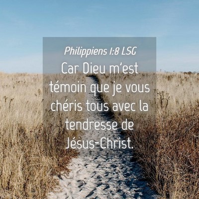 Picture 04 - Philippiens 1:8 LSG - Car Dieu m'est témoin que je vous chéris tous - Bible Verse Picture