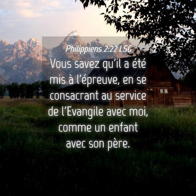 Picture 04 - Philippiens 2:22 LSG - Vous savez qu'il a été mis à l'épreuve, en se - Bible Verse Picture