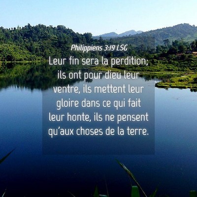 Picture 04 - Philippiens 3:19 LSG - Leur fin sera la perdition; ils ont pour dieu - Bible Verse Picture