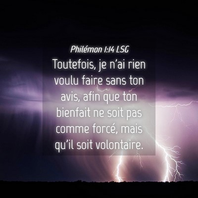 Picture 04 - Philémon 1:14 LSG - Toutefois, je n'ai rien voulu faire sans ton - Bible Verse Picture