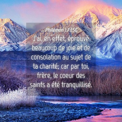Picture 04 - Philémon 1:7 LSG - J'ai, en effet, éprouvé beaucoup de joie et de - Bible Verse Picture