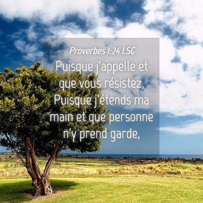 Picture 04 - Proverbes 1:24 LSG - Puisque j'appelle et que vous résistez, Puisque - Bible Verse Picture