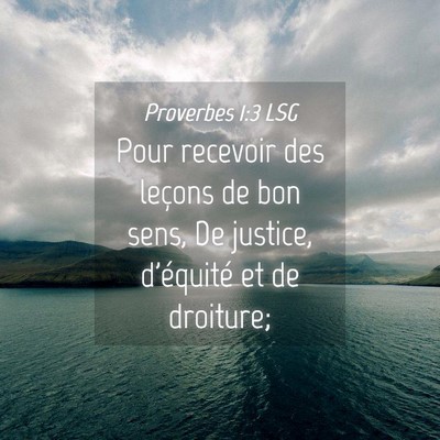 Picture 04 - Proverbes 1:3 LSG - Pour recevoir des leçons de bon sens, De - Bible Verse Picture
