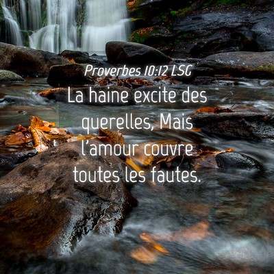 Picture 04 - Proverbes 10:12 LSG - La haine excite des querelles, Mais l'amour - Bible Verse Picture