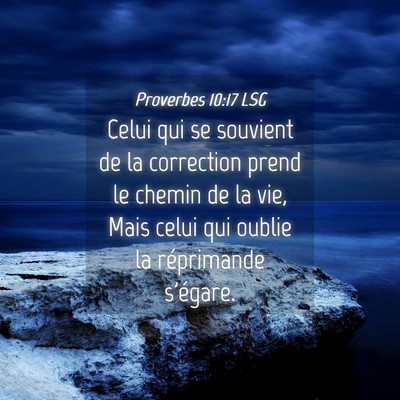 Picture 04 - Proverbes 10:17 LSG - Celui qui se souvient de la correction prend le - Bible Verse Picture