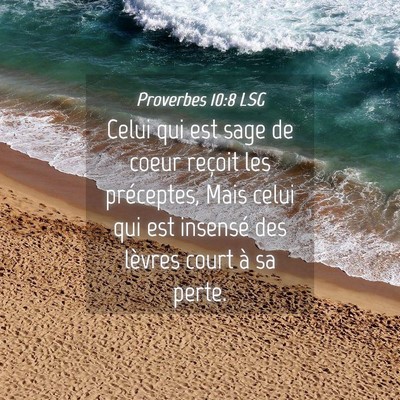 Picture 04 - Proverbes 10:8 LSG - Celui qui est sage de coeur reçoit les - Bible Verse Picture
