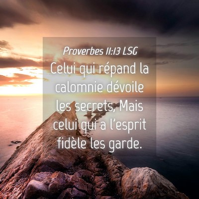 Picture 04 - Proverbes 11:13 LSG - Celui qui répand la calomnie dévoile les - Bible Verse Picture