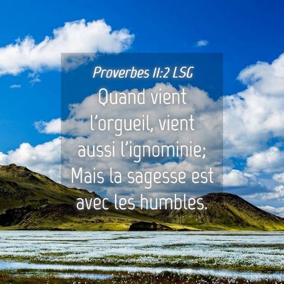 Picture 04 - Proverbes 11:2 LSG - Quand vient l'orgueil, vient aussi l'ignominie; - Bible Verse Picture