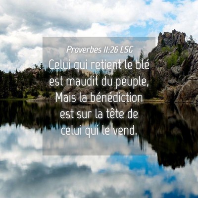 Picture 04 - Proverbes 11:26 LSG - Celui qui retient le blé est maudit du peuple, - Bible Verse Picture
