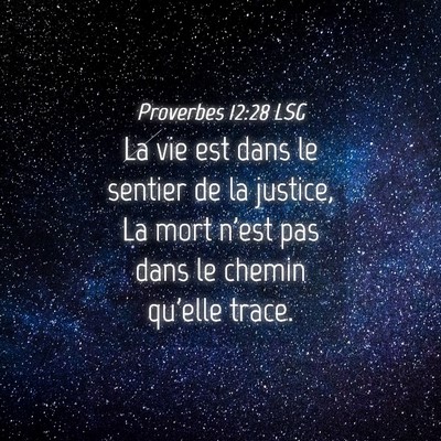 Picture 04 - Proverbes 12:28 LSG - La vie est dans le sentier de la justice, La mort - Bible Verse Picture