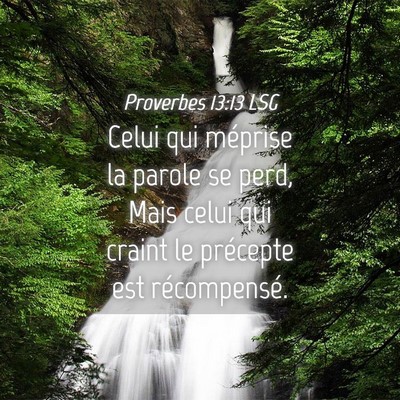 Picture 04 - Proverbes 13:13 LSG - Celui qui méprise la parole se perd, Mais celui - Bible Verse Picture