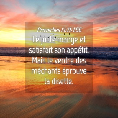 Picture 04 - Proverbes 13:25 LSG - Le juste mange et satisfait son appétit, Mais le - Bible Verse Picture