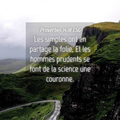 Picture 04 - Proverbes 14:18 LSG - Les simples ont en partage la folie, Et les - Bible Verse Picture