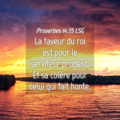 Picture 04 - Proverbes 14:35 LSG - La faveur du roi est pour le serviteur prudent, - Bible Verse Picture