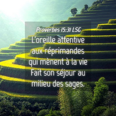 Picture 04 - Proverbes 15:31 LSG - L'oreille attentive aux réprimandes qui mènent - Bible Verse Picture