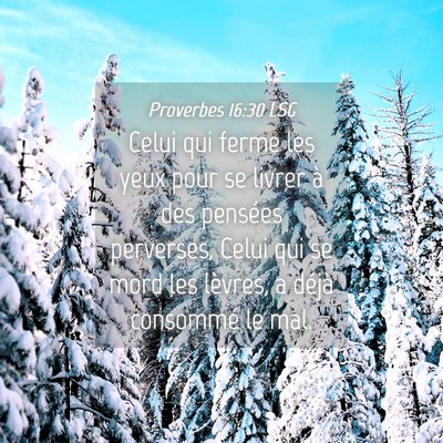 Picture 04 - Proverbes 16:30 LSG - Celui qui ferme les yeux pour se livrer à des - Bible Verse Picture